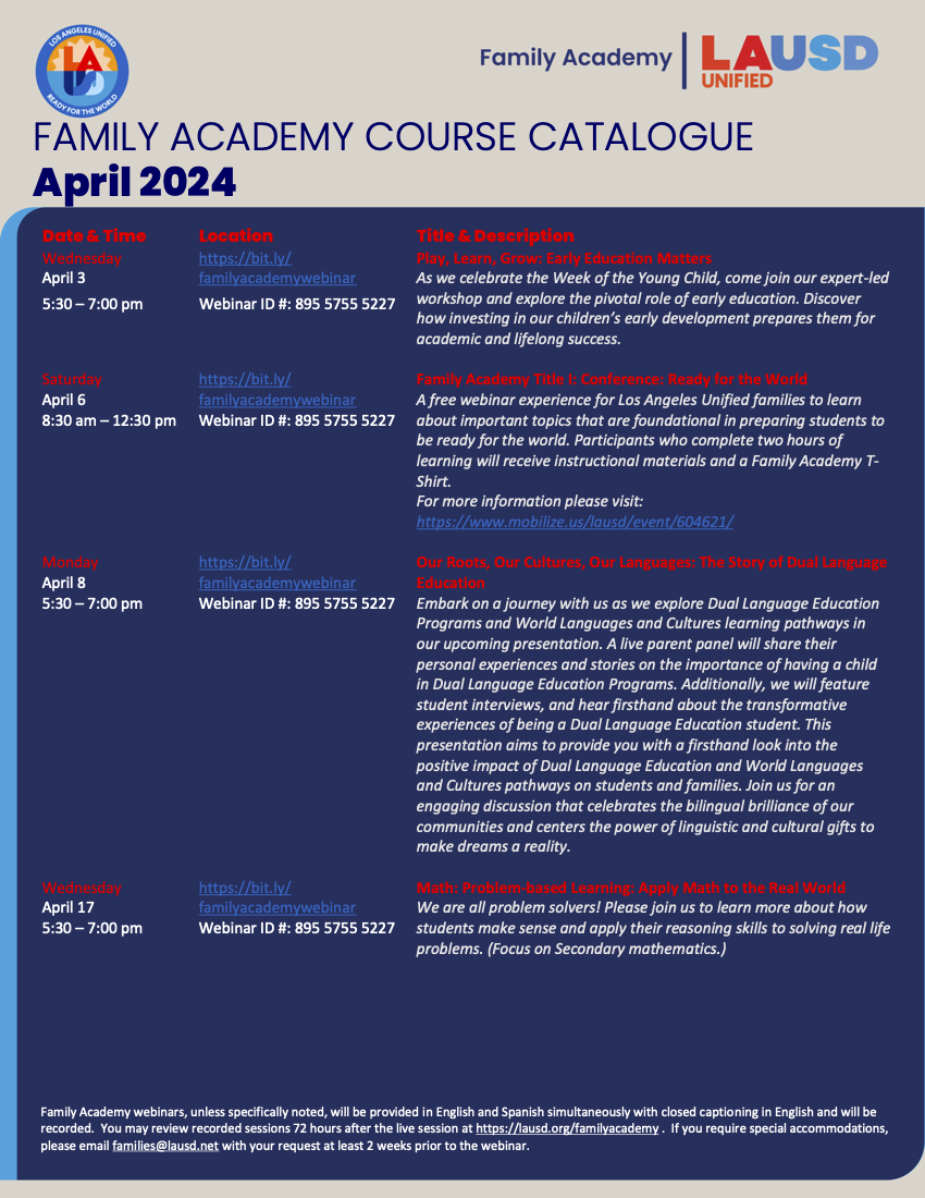 April 2024 Central Office Course Catalogue